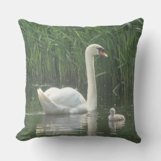 Father Swan with Baby Throw Pillow