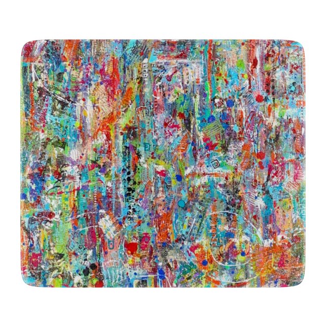 Father Time 6 x 7 Deco Glass Cutting Board (Front)