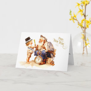 Father Time & Baby New Year Happy Card