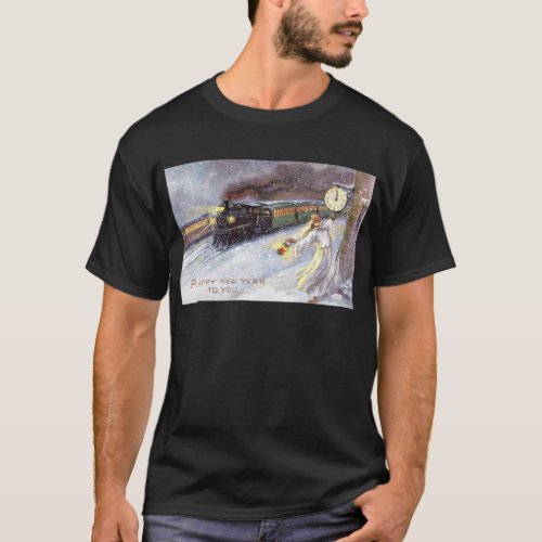 Father Time  Train Vintage New Year T_Shirt