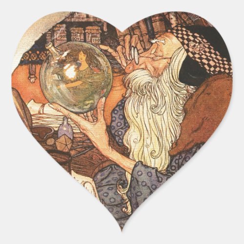 Father Time Vintage New Year Heart Sticker
