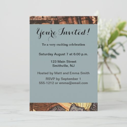 Father Time Vintage New Year Invitation