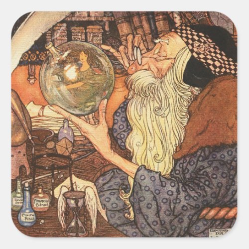 Father Time Vintage New Year Square Sticker