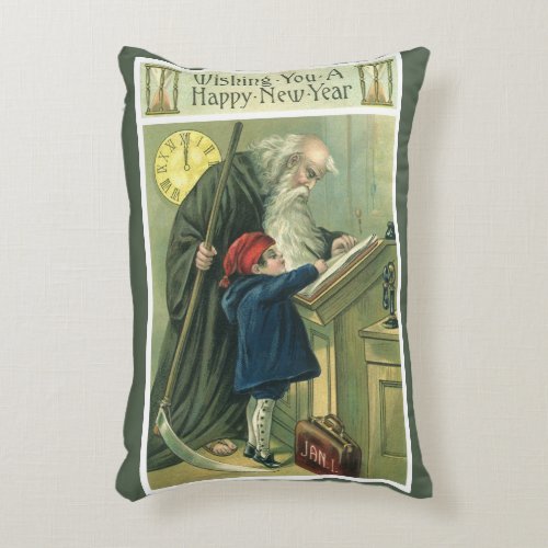 Father Time Wishing You a Happy New Year Accent Pillow