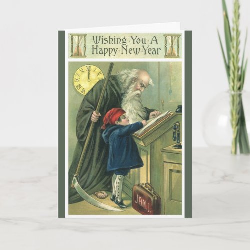 Father Time Wishing You a Happy New Year Holiday Card