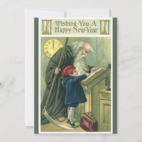 Father Time Wishing You a Happy New Year Invitation
