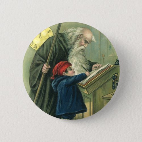 Father Time Wishing You a Happy New Year Pinback Button