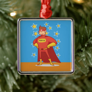Father-to-be Superhero on Father's Day Metal Ornament