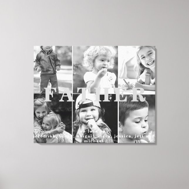 Father We Love You Six Photo Canvas Print (Front)