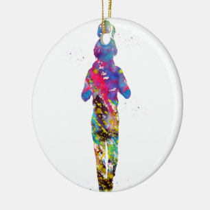 Father with daughter ceramic ornament