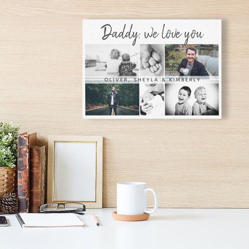 Father with Kids and Family Dad 6 Photo Canvas Print