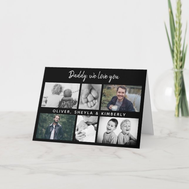 Father with Kids and Family Dad 6 Photo Card (Front)
