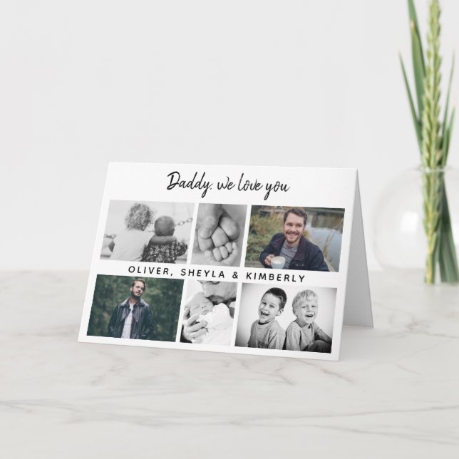 Father with Kids and Family Dad 6 Photo Card (Front)
