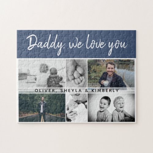 Father with Kids and Family Dad 6 Photo Collage Jigsaw Puzzle