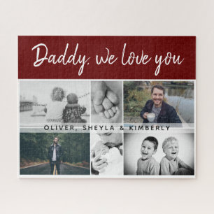 Father with Kids and Family Dad 6 Photo Collage Jigsaw Puzzle