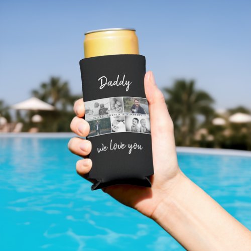 Father with Kids and Family Dad 6 Photo Collage  Seltzer Can Cooler