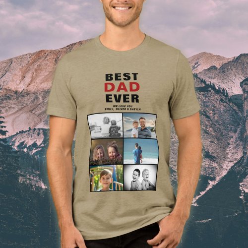 Father with Kids and Family Dad 6 Photo Collage Tri_Blend Shirt