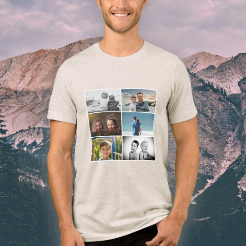 Father with Kids and Family Dad 6 Photo Collage Tri_Blend Shirt