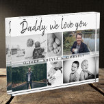 Father with Kids and Family Dad Collage Photo Block<br><div class="desc">Father with Kids and Family Dad Photo Collage photo block. Collage of 6 photos, father`s name with a sweet message in a trendy script and names of children that overlay the photos. Add your 6 favorite family photos. Sweet keepsake and a gift for birthday, Father`s Day or Christmas for a...</div>