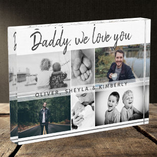 Father with Kids and Family Dad Collage Photo Block