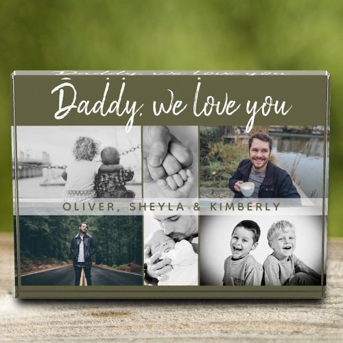 Father with Kids and Family Dad Collage Photo Block