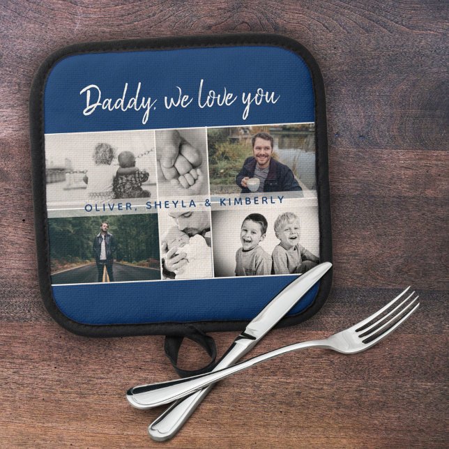 Father with Kids and Family Dad Collage Pot Holder (Creator Uploaded)