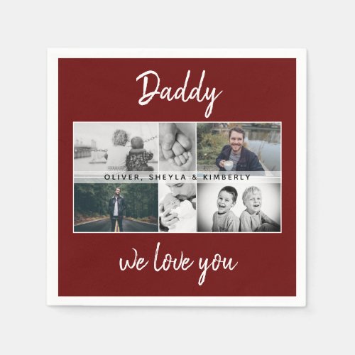 Father with Kids and Family Dad Photo 6 Photos Napkins