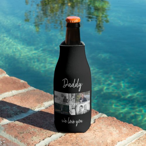 Father with Kids and Family Dad Photo Collage Bottle Cooler