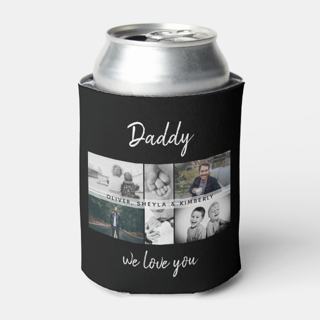Father with Kids and Family Dad Photo Collage Can  Can Cooler (Can Front)