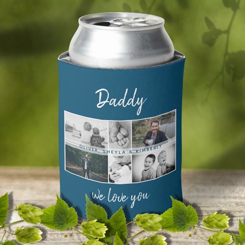 Father with Kids and Family Dad Photo Collage  Can Cooler