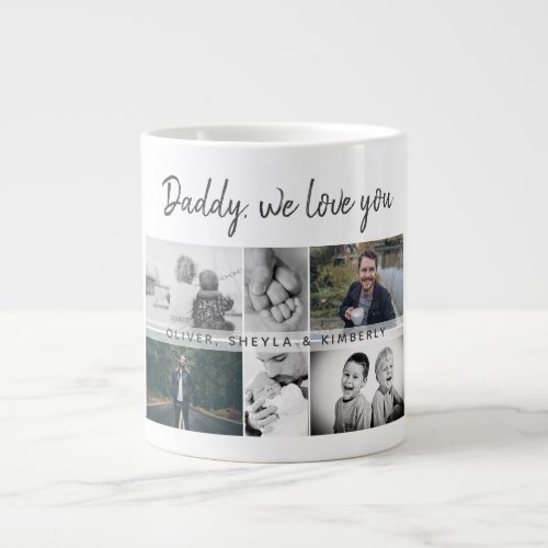 Father with Kids and Family Dad Photo Collage Giant Coffee Mug
