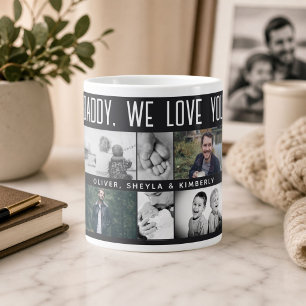 Father with Kids and Family Dad Photo Collage Giant Coffee Mug