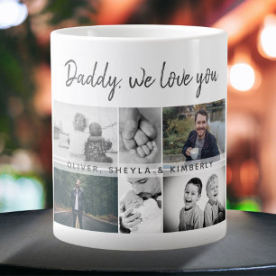 Father with Kids and Family Dad Photo Collage Giant Coffee Mug