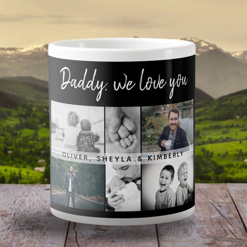 Father with Kids and Family Dad Photo Collage Giant Coffee Mug