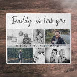 Father with Kids and Family Dad Photo Collage Jigsaw Puzzle