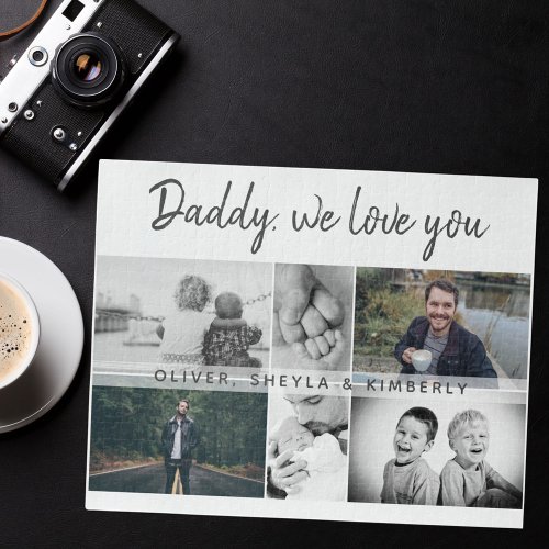 Father with Kids and Family Dad Photo Collage Jigsaw Puzzle