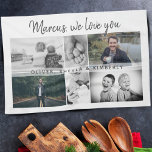 Father with Kids and Family Dad Photo Collage Kitchen Towel<br><div class="desc">Father with Kids and Family Dad Photo Collage kitchen towel. Collage of 6 photos, name and sweet message in a trendy script and names of children that overlay the photos. Add your 6 favorite family photos and personalize with your names. Great keepsake and a gift for birthday, Father`s Day or...</div>