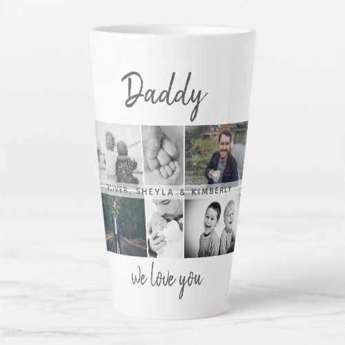 Father with Kids and Family Dad Photo Collage Latte Mug