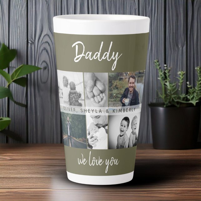 Father with Kids and Family Dad Photo Collage Latte Mug (Creator Uploaded)