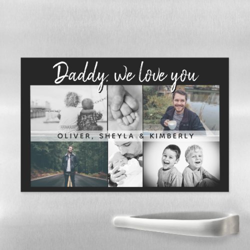 Father with Kids and Family Dad Photo Collage  Magnetic Dry Erase Sheet