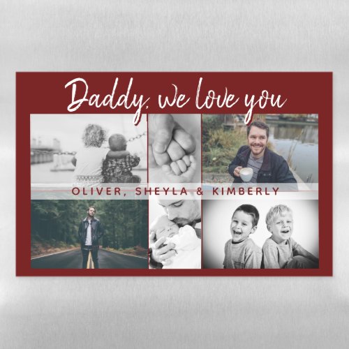 Father with Kids and Family Dad Photo Collage  Magnetic Dry Erase Sheet