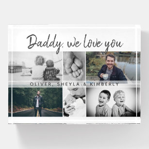 Father with Kids and Family Dad Photo Collage Paperweight