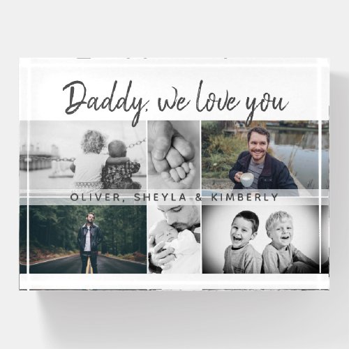 Father with Kids and Family Dad Photo Collage Paperweight