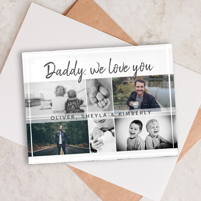 Father with Kids and Family Dad Photo Collage Paperweight (Creator Uploaded)