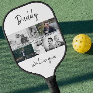Father with Kids and Family Dad Photo Collage Pickleball Paddle