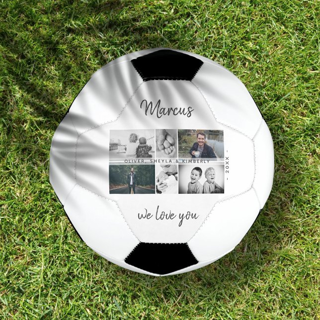 Father with Kids and Family Dad Photo Collage Soccer Ball (Creator Uploaded)