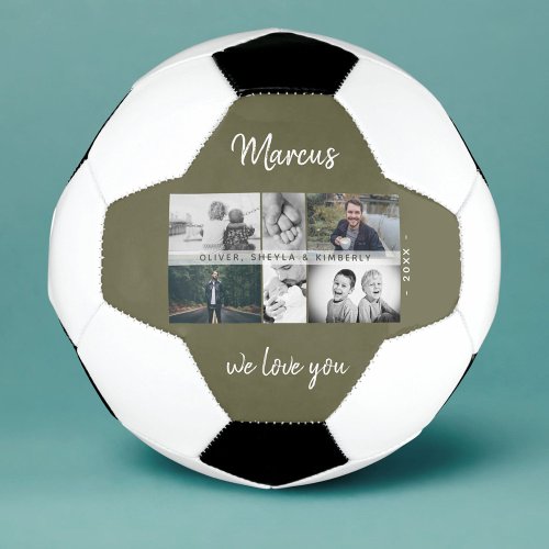 Father with Kids and Family Dad Photo Collage Soccer Ball