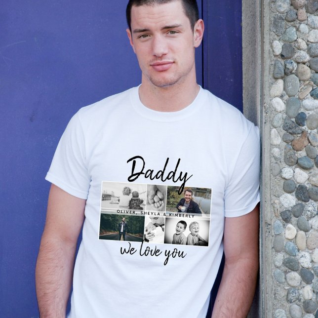 Father with Kids and Family Dad Photo Collage T-Shirt (Creator Uploaded)