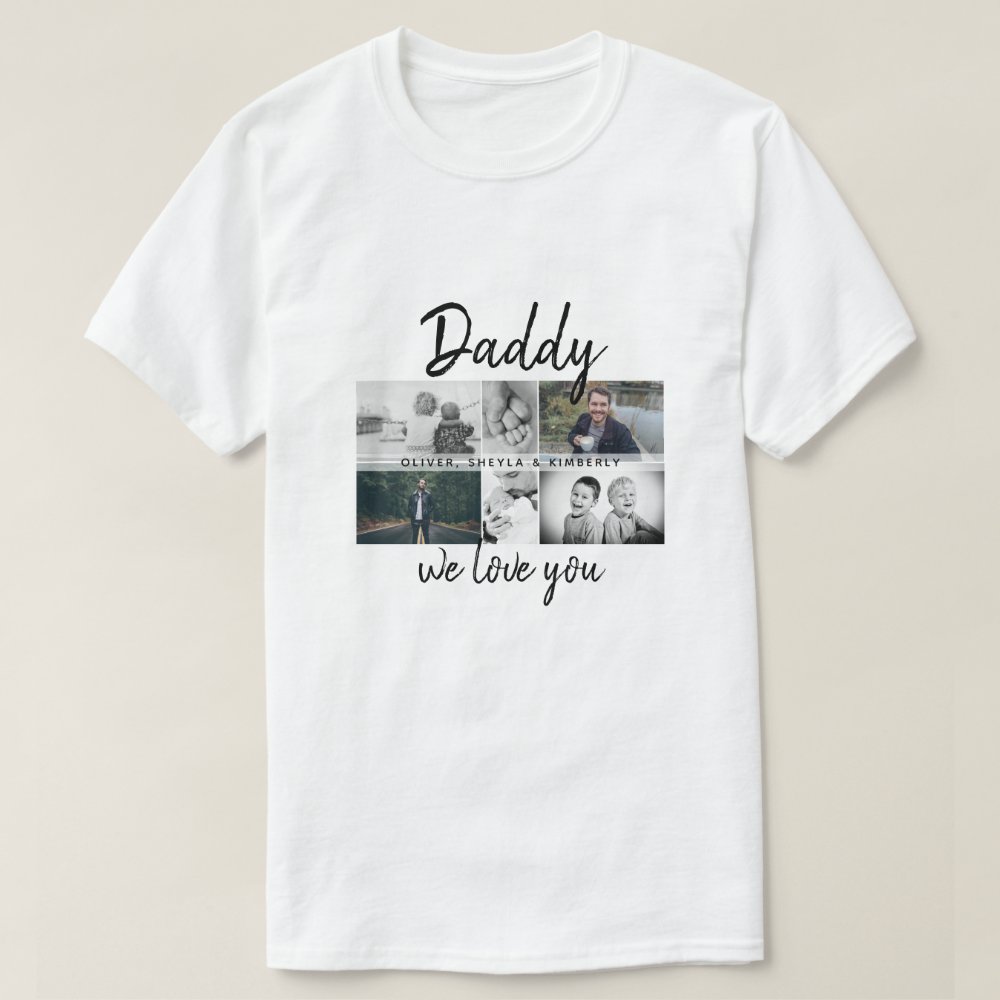 Father with Kids and Family Dad Photo Collage Personalized T-Shirt