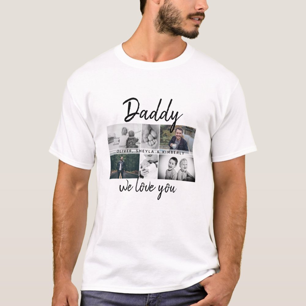 Father with Kids and Family Dad Photo Collage Personalized T-Shirt